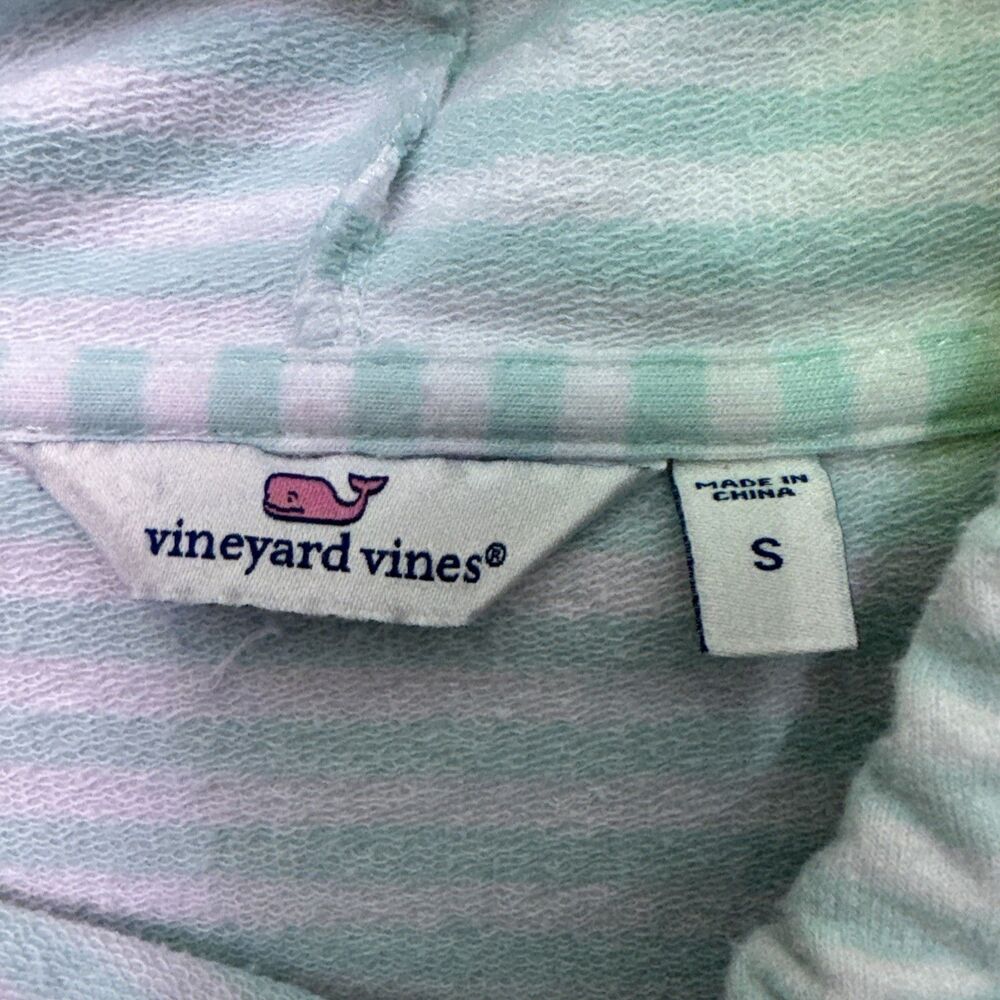Vineyard Vines womens small sweatshirt hoodie lightweight blue white logo - Picture 3 of 8